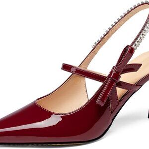 Womens Patent Leather Kitten Heels 3 Inch Pointed Toe Wedding Party Shoes